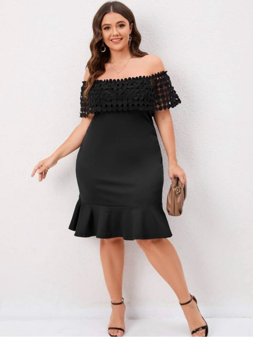 NWOT BLACK OFF SHOULDER MERMAID HEM DRESS 2XL